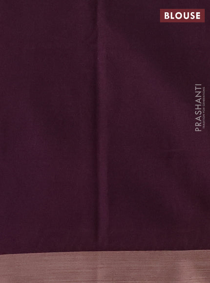 Kota silk cotton saree dark mustard and purple with allover block prints and simple border