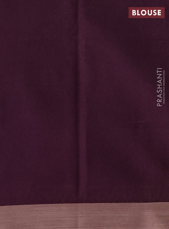 Kota silk cotton saree dark mustard and purple with allover block prints and simple border