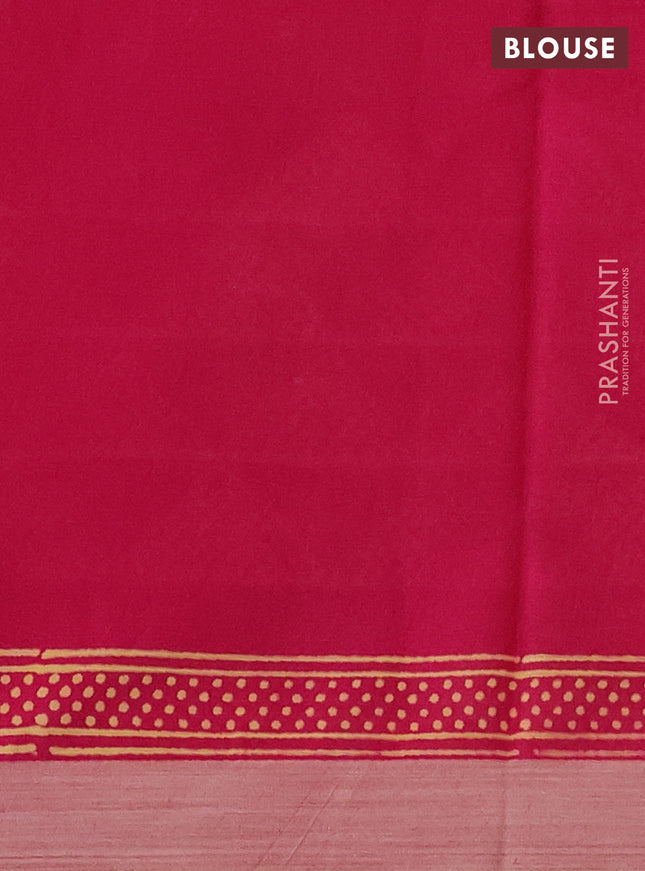 Kota silk cotton saree orange shade and pink with butta block prints and long block printed border