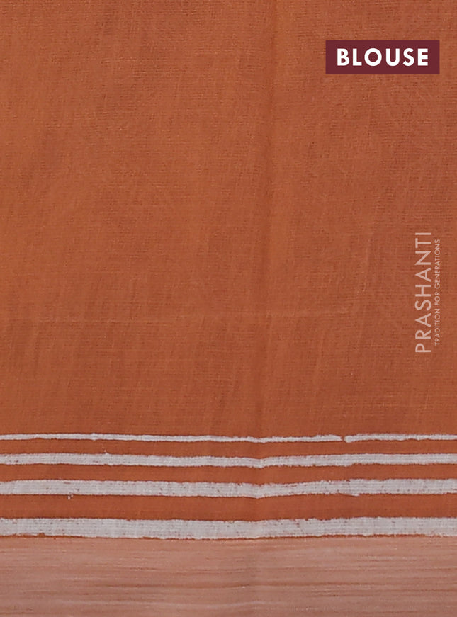 Kota silk cotton saree purple and rust shade with butta block prints and long block printed border