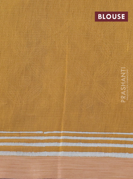 Kota silk cotton saree blue and yellow with butta block prints and long block printed border