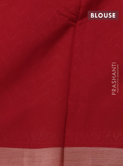 Kota silk cotton saree orange and maroon with butta block prints and long block printed border