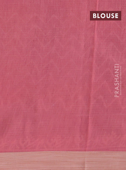 Kota silk cotton saree navy blue and peach pink with butta block prints and long block printed border