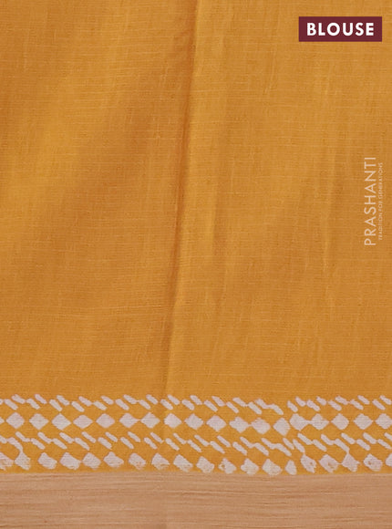 Kota silk cotton saree light pink and yellow with allover block prints and simple border