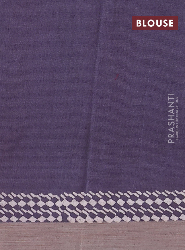 Kota silk cotton saree maroon and grey with allover block prints and simple border