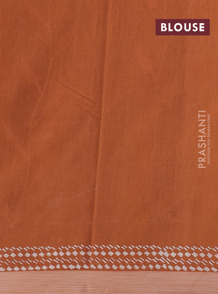 Kota silk cotton saree wine shade and rust shade with allover block prints and simple border