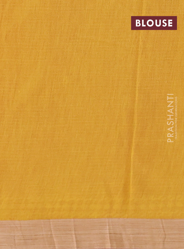 Kota silk cotton saree pink and yellow with allover block prints and simple border