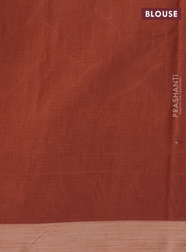 Kota silk cotton saree purple and rust shade with allover block prints and simple border