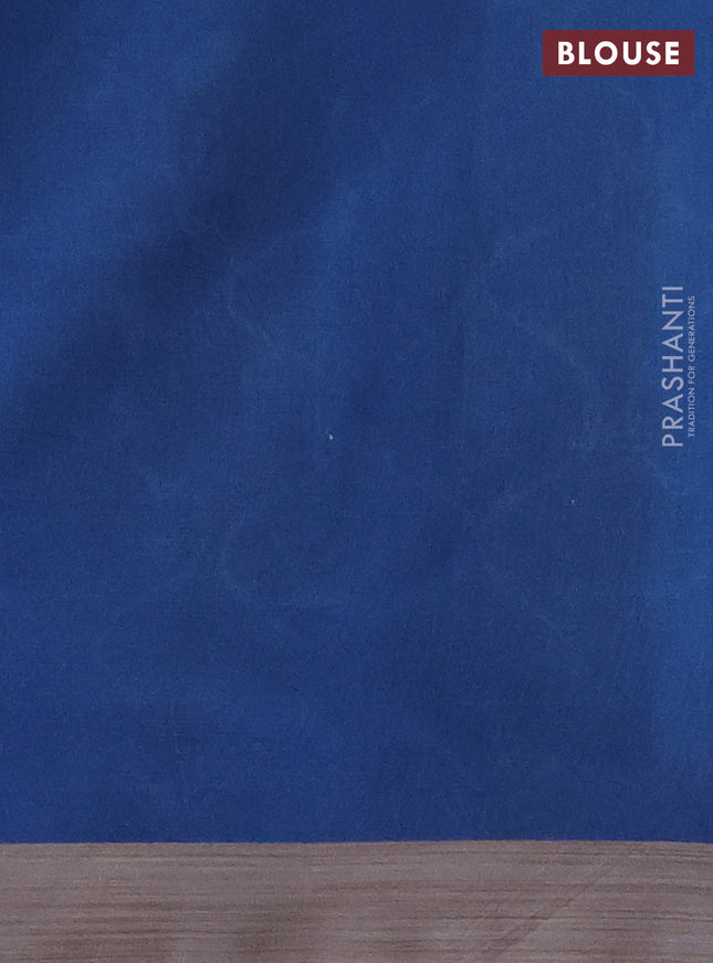 Kota silk cotton saree lime green and blue with allover block prints and simple border