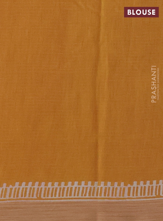 Kota silk cotton saree light pink and yellow with geometric butta block prints and simple border