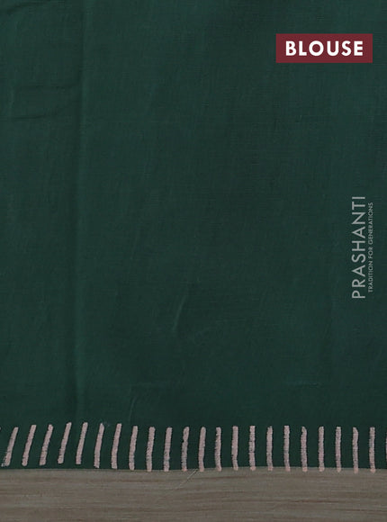 Kota silk cotton saree maroon and bottle green with allover block prints and simple border