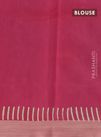Kota silk cotton saree teal blue and peach pink with allover block prints and simple border
