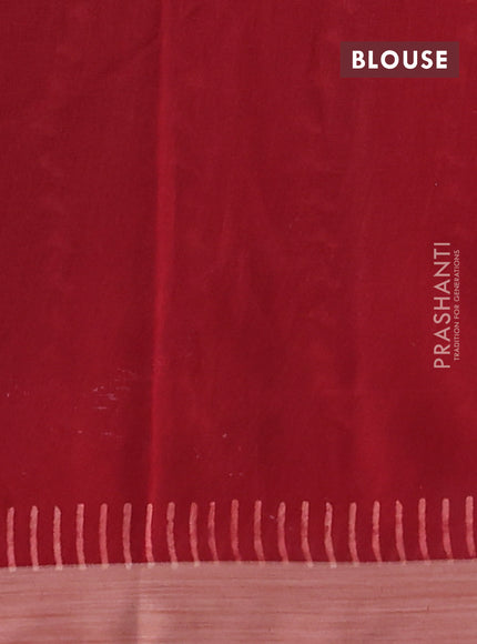 Kota silk cotton saree brown and maroon with allover block prints and simple border