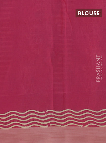 Kota silk cotton saree light blue and peach pink shade with allover block prints and simple border