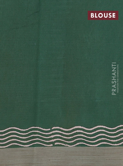 Kota silk cotton saree mustard yellow and green with allover block prints and simple border