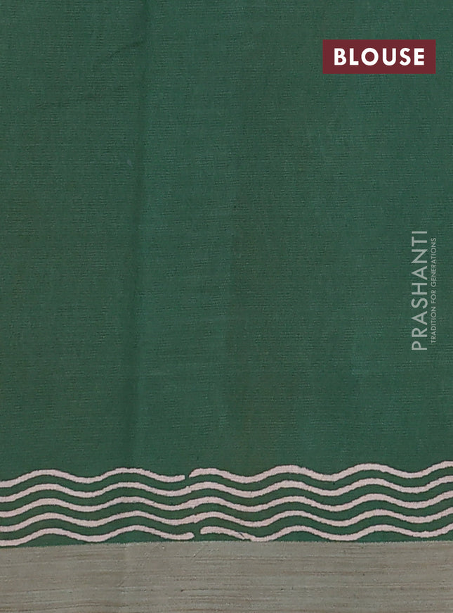 Kota silk cotton saree mustard yellow and green with allover block prints and simple border