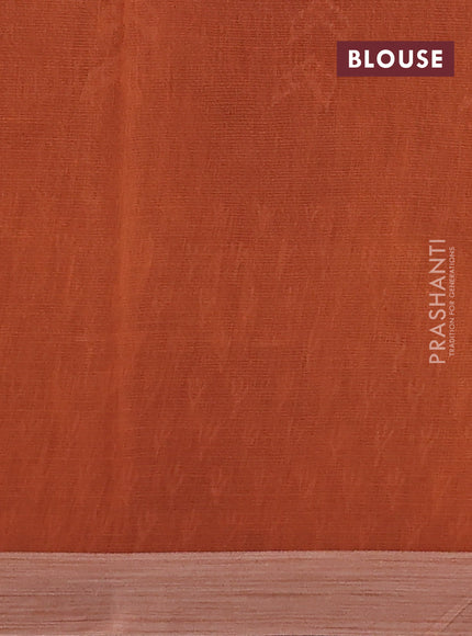 Kota silk cotton saree purple and rust shade with allover block prints and printed border