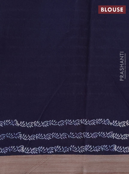 Kota silk cotton saree maroon and navy blue with floral butta block prints and long printed border
