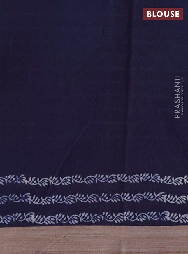 Kota silk cotton saree maroon and navy blue with floral butta block prints and long printed border