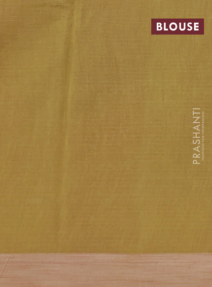 Kota silk cotton saree light pink and mustard yellow with butta block prints and bandhani printed border