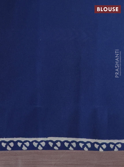 Kota silk cotton saree light green and blue with butta block prints and long printed border