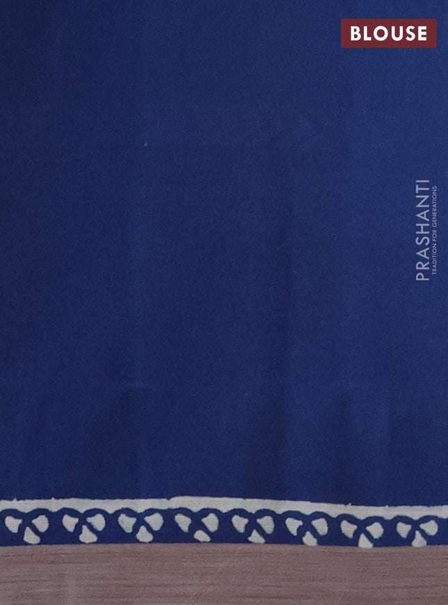 Kota silk cotton saree light green and blue with butta block prints and long printed border