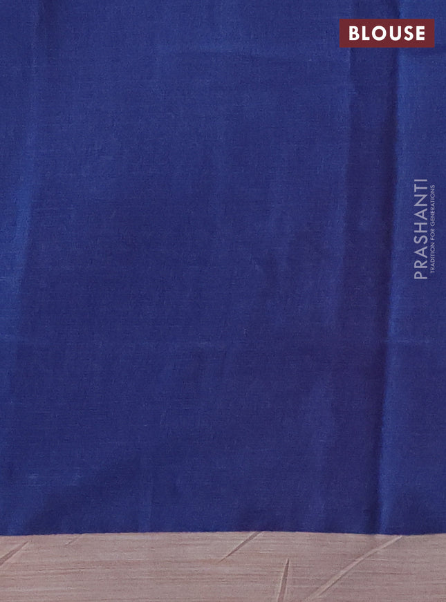 Kota silk cotton saree maroon and blue with butta block prints and printed border