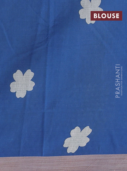 Kota silk cotton saree light green and blue with butta block prints and printed border