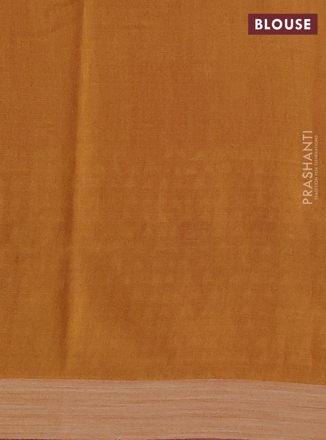 Kota silk cotton saree pink and mustard yellow with butta block prints and printed border