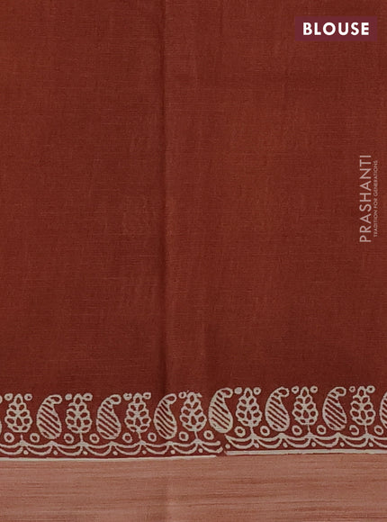 Kota silk cotton saree purple and rust shade with butta block prints and printed border