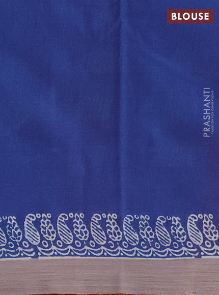Kota silk cotton saree pink and blue with butta block prints and printed border