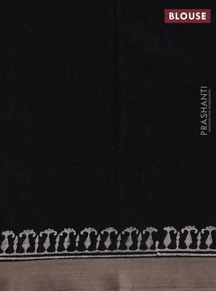 Kota silk cotton saree grey and black with allover block prints and simple border