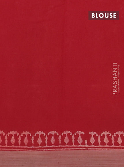 Kota silk cotton saree orange and maroon with allover block prints and simple border