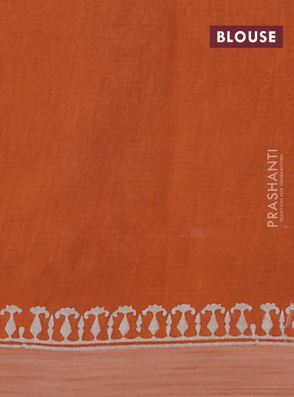 Kota silk cotton saree purple and rust shade with allover block prints and simple border