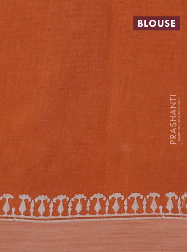 Kota silk cotton saree purple and rust shade with allover block prints and simple border