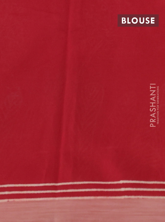 Kota silk cotton saree orange and maroon with butta block prints and printed border