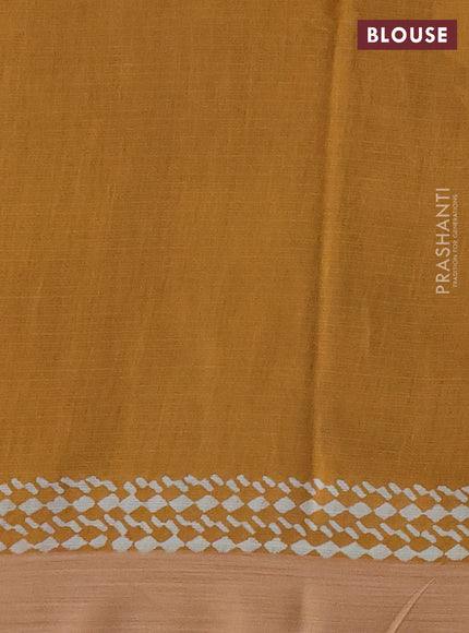 Kota silk cotton saree teal blue shade and dark mustard with butta block prints and printed border