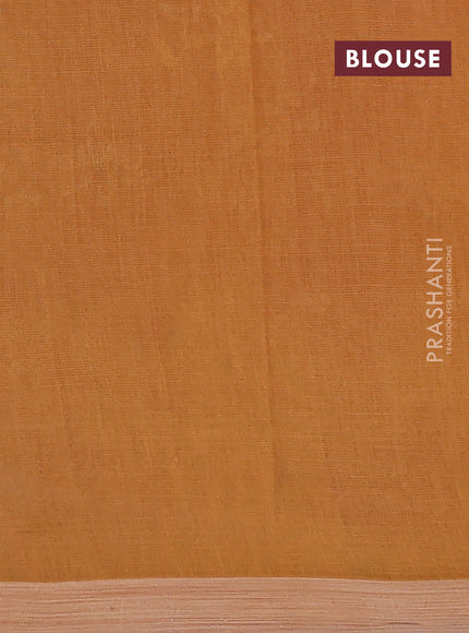 Kota silk cotton saree pink and dark mustard with butta block prints and block printed border