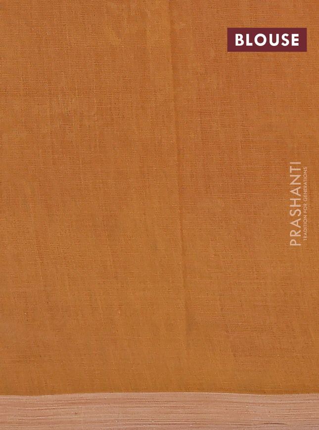 Kota silk cotton saree pink and dark mustard with butta block prints and block printed border