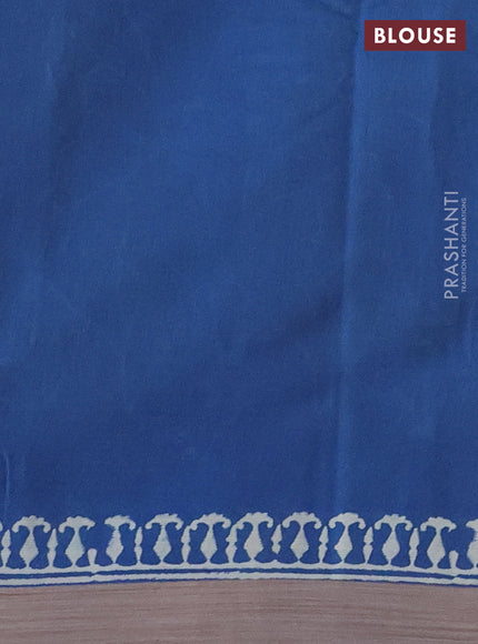 Kota silk cotton saree light green and blue with allover block prints and simple border