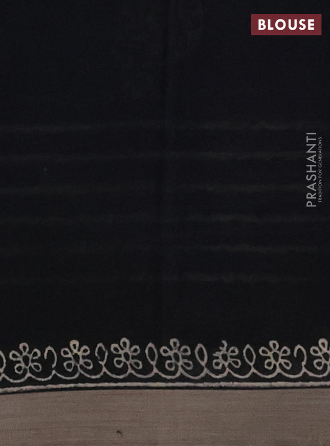 Kota silk cotton saree grey and black with butta block prints and printed border
