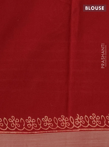 Kota silk cotton saree orange and maroon with butta block prints and printed border