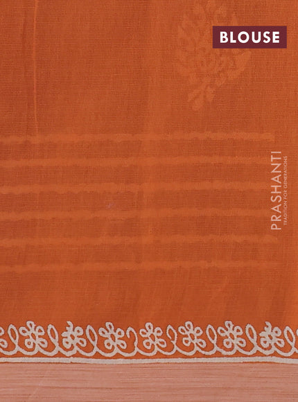 Kota silk cotton saree purple and rust shade with butta block prints and block printed border