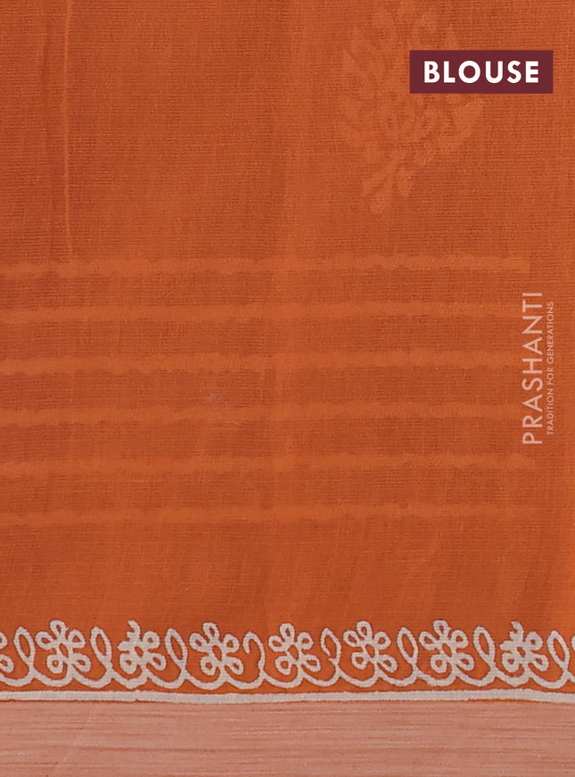 Kota silk cotton saree purple and rust shade with butta block prints and block printed border