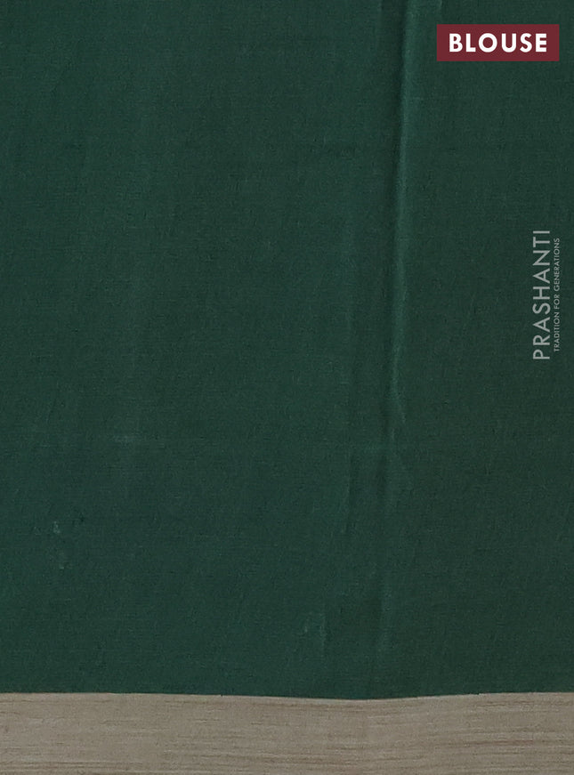 Kota silk cotton saree maroon and bottle green with butta block prints and block printed border