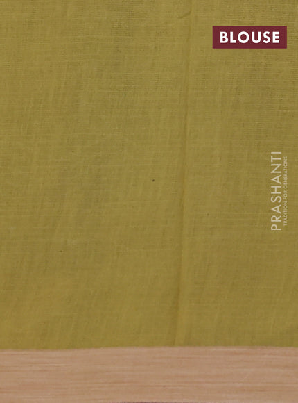 Kota silk cotton saree navy blue and light green with butta block prints and block printed border