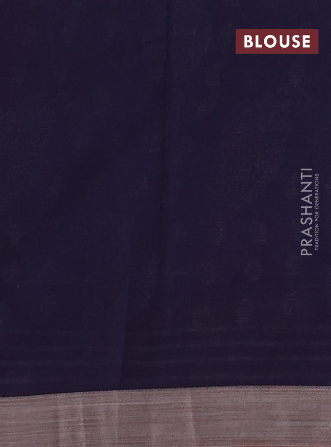 Kota silk cotton saree maroon and navy blue with allover block prints and simple border