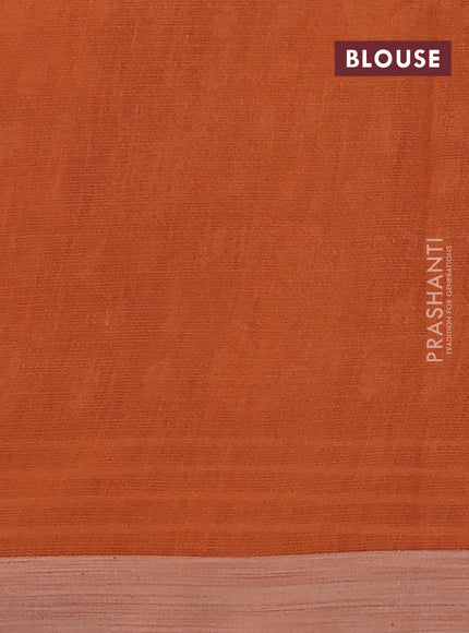 Kota silk cotton saree purple and rust shade with allover block prints and simple border