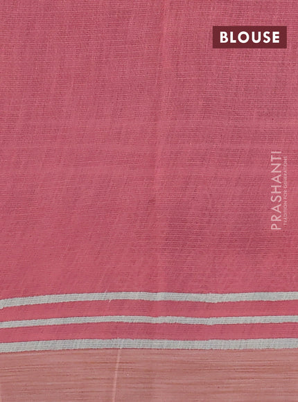 Kota silk cotton saree navy blue and peach shade with allover block prints and simple border
