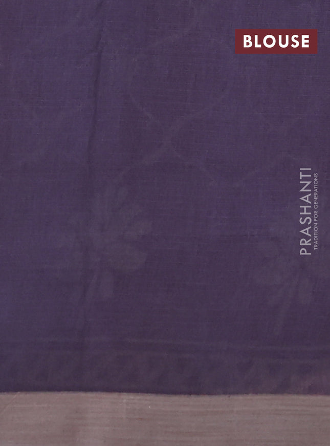 Kota silk cotton saree dark pink and grey with allover block prints and simple border